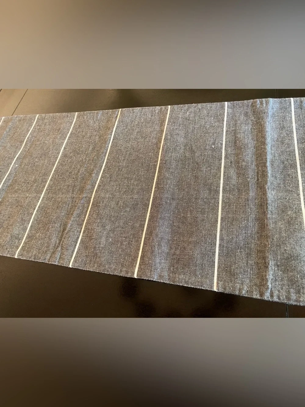 Gray And White Striped Table Runner, 100% Cotton Contemporary Table Linen